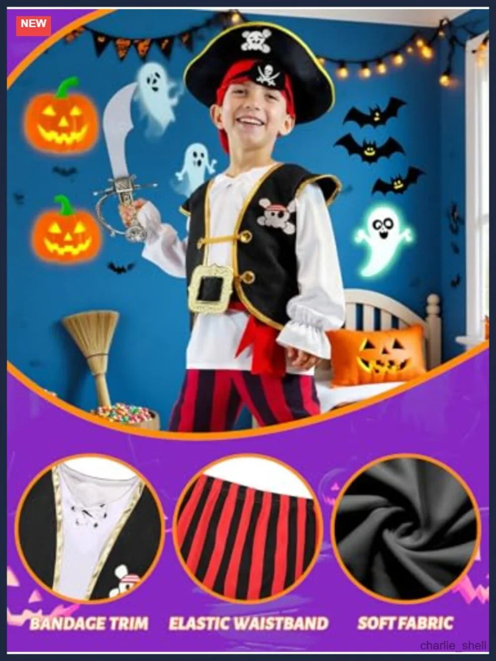 Kids Pirate Halloween Costume 19 Piece Set Cosplay Outfit